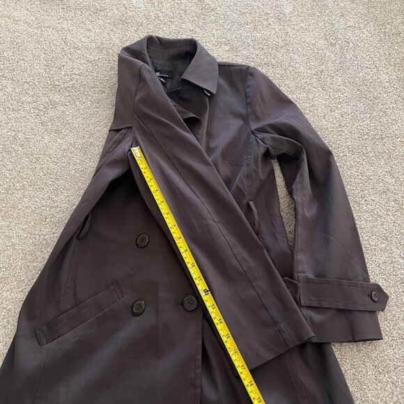 AB Studio Chic Minimalist Double Breasted Dark Gray Belted Overcoat Size 6 NWOT - Picture 10 of 11